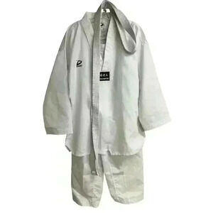 DYNAMICS PREMIUM TKD WHITE UNIFORM Drawstring Pant V-neck Top Belt Size  4